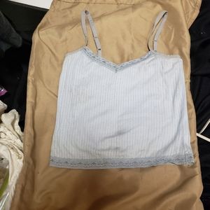 VINTAGE  Q & A- TANK TOP W/LACE TRIM- BUILT IN SPORT BRA- ADJ STRAPS/S/GPLC